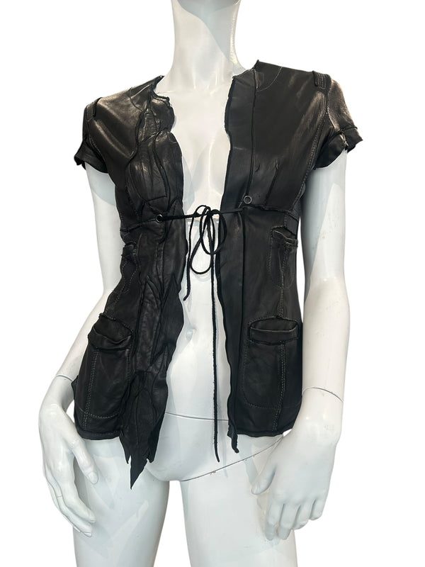 LE CUIR PERDU PATCHED UP LEATHER VEST