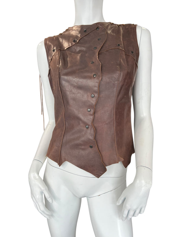 PLEIN SUD LEATHER TOP