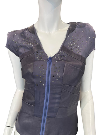 JITROIS LEATHER & SILK TOP