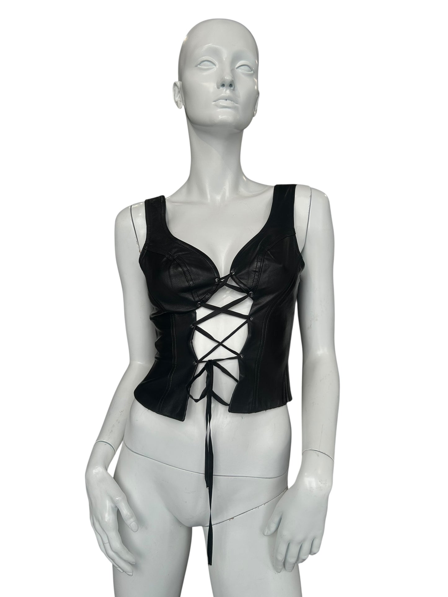 PLEIN SUD LEATHER CORSET TOP