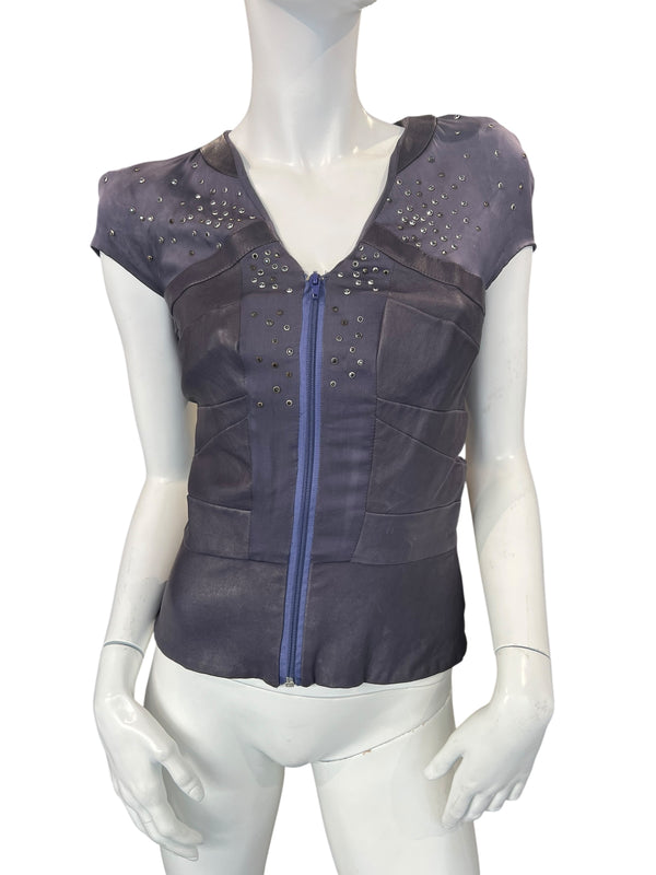 JITROIS LEATHER & SILK TOP