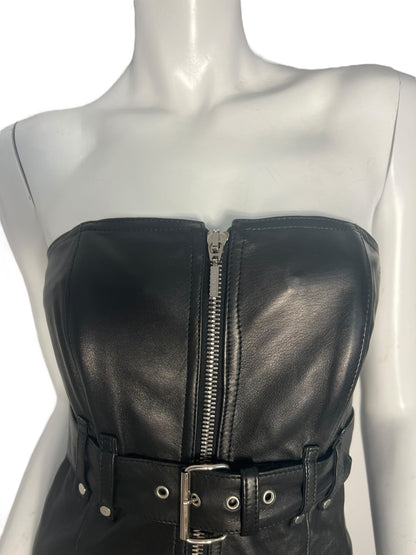 PLEIN SUD LEATHER BUSTIER DRESS
