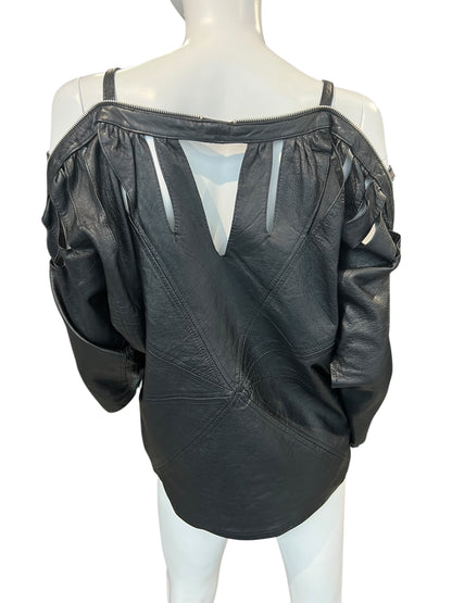 PLEIN SUD LEATHER ZIP TOP