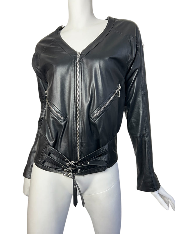 PLEIN SUD S/S 2004 ZIP LEATHER JACKET