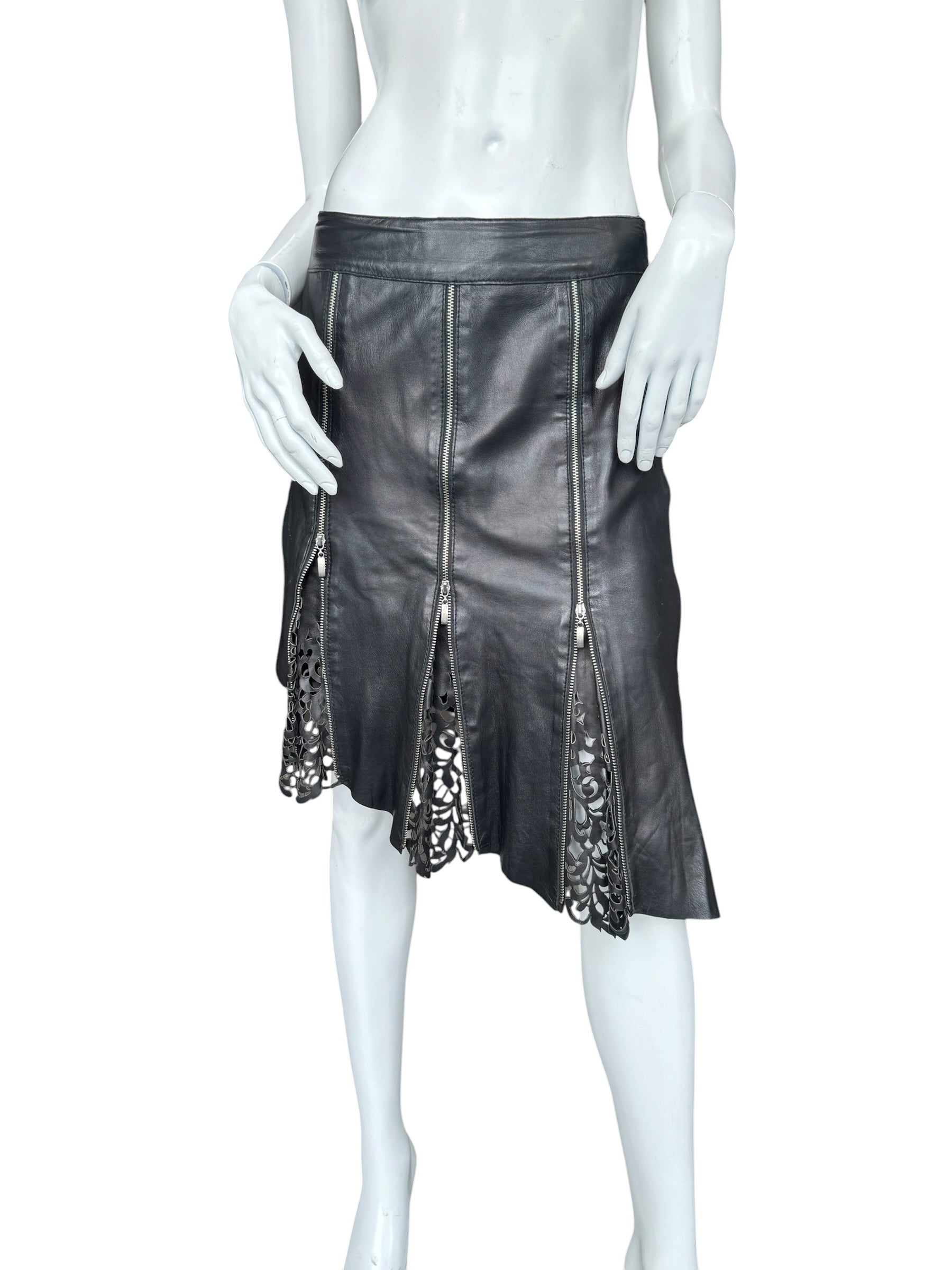 VINTAGE ZIP LEATHER SKIRT