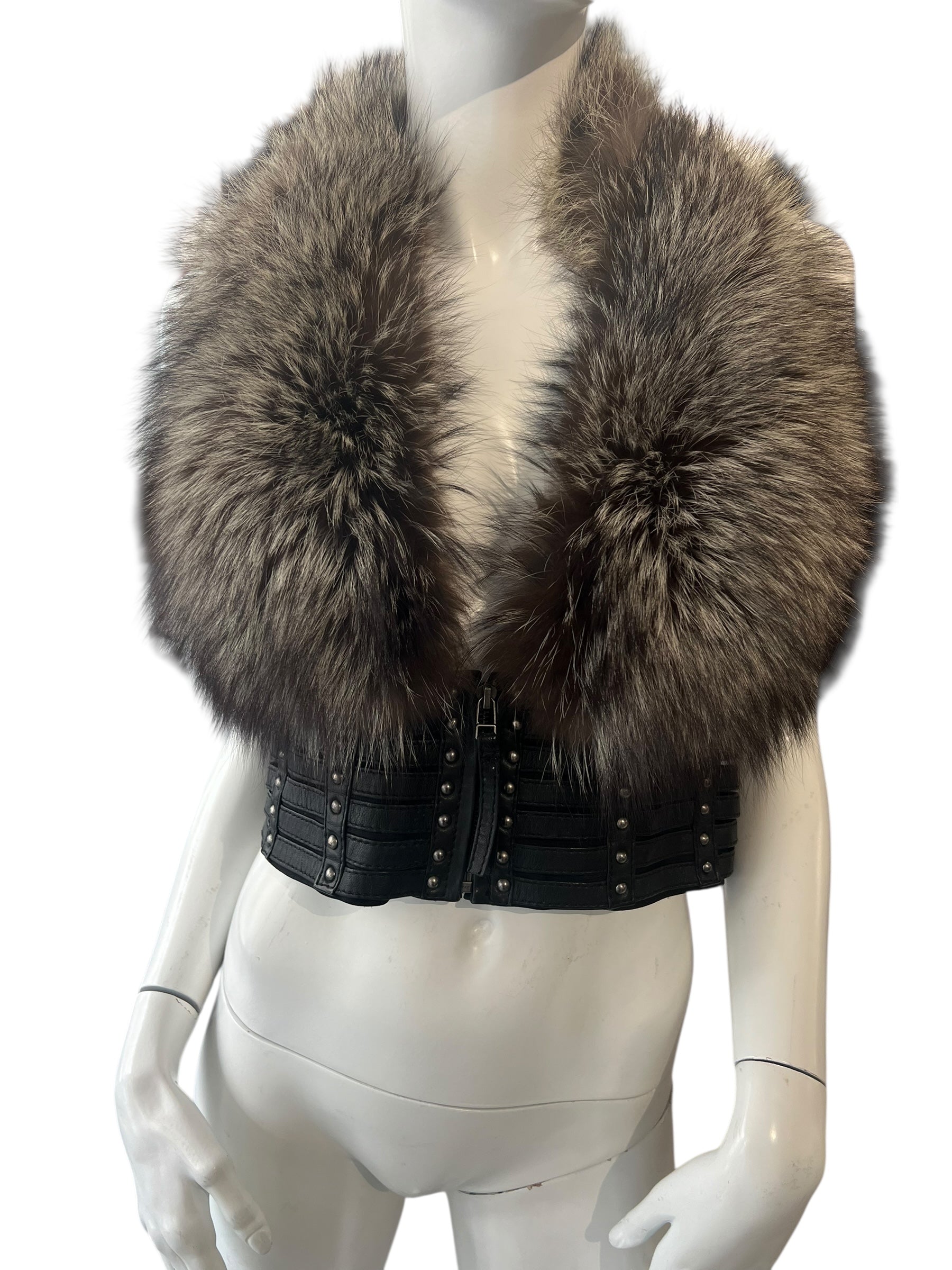 FUR & LEATHER BACKLESS TOP