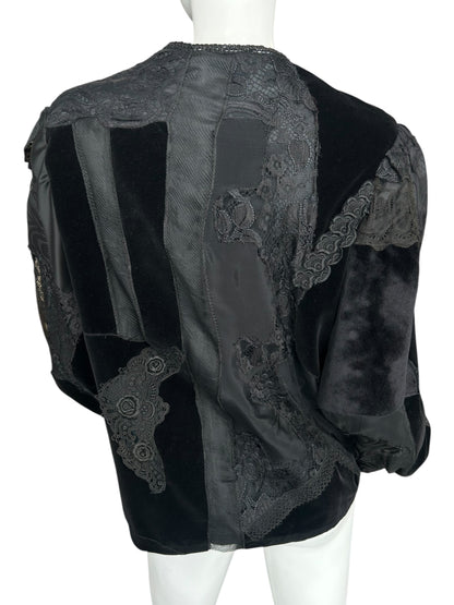 VINTAGE JACQUARD LACE AND VELVET EMBROIDERED JACKET