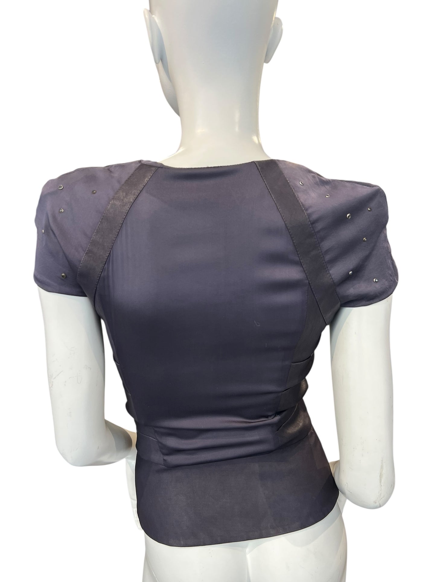 JITROIS LEATHER & SILK TOP