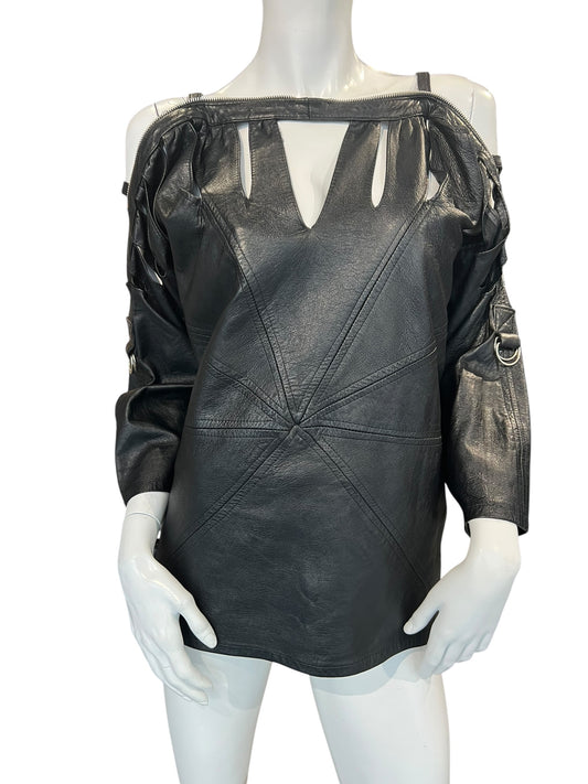 PLEIN SUD LEATHER ZIP TOP