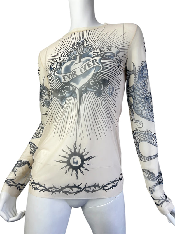 JEAN PAUL GAULTIER S/S 1996 SAFE SEX FOREVER MESH TOP