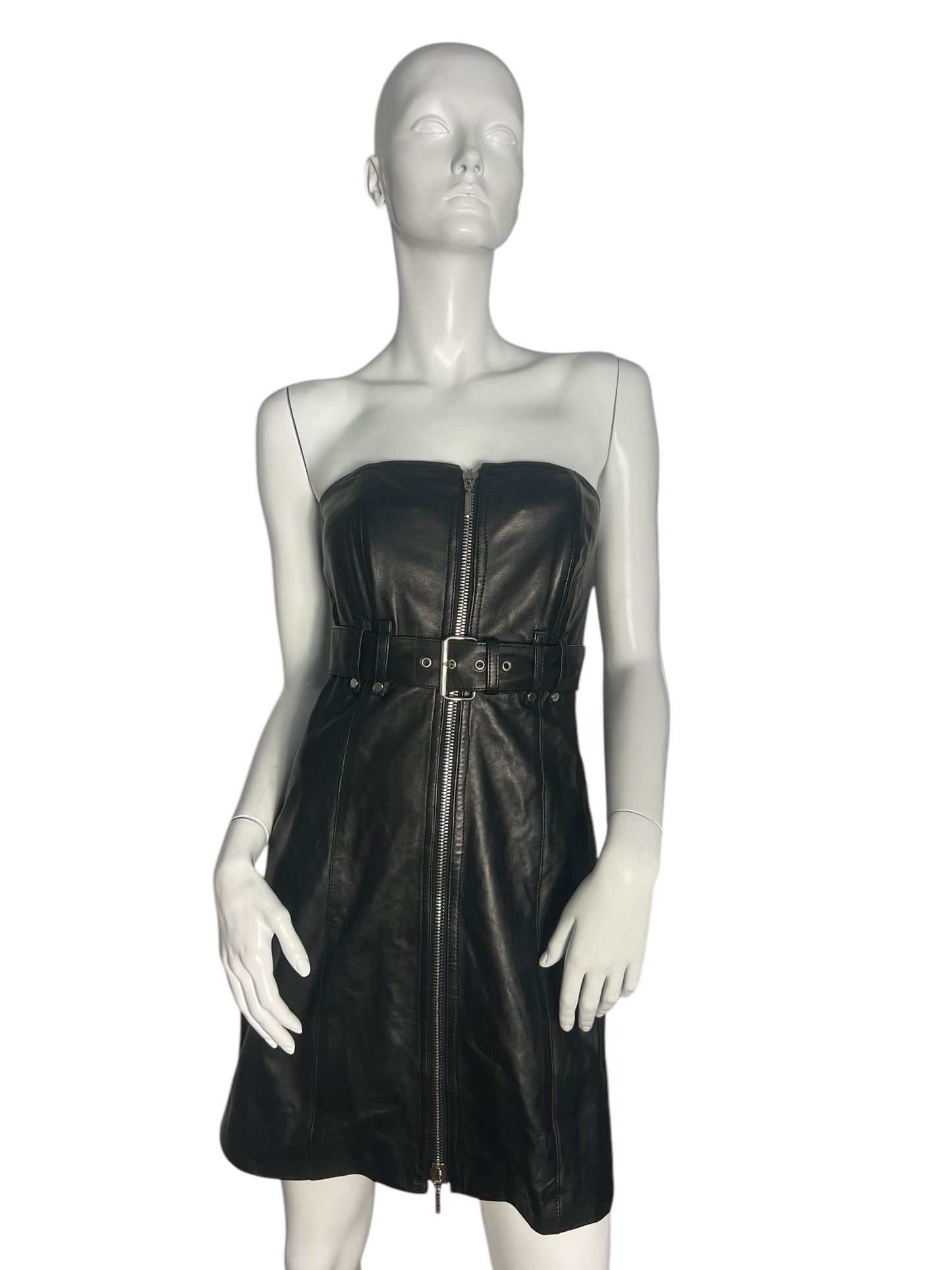 PLEIN SUD LEATHER BUSTIER DRESS