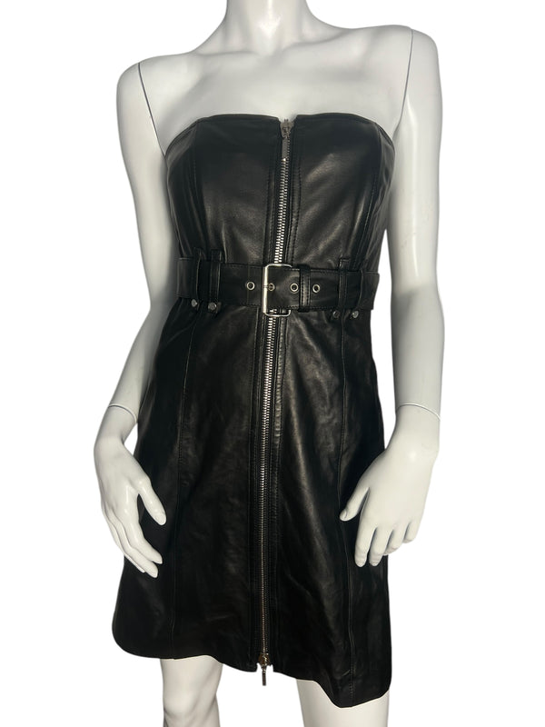 PLEIN SUD LEATHER BUSTIER DRESS