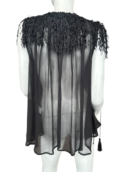 PLEIN SUD BLACK SILK BEADED TOP