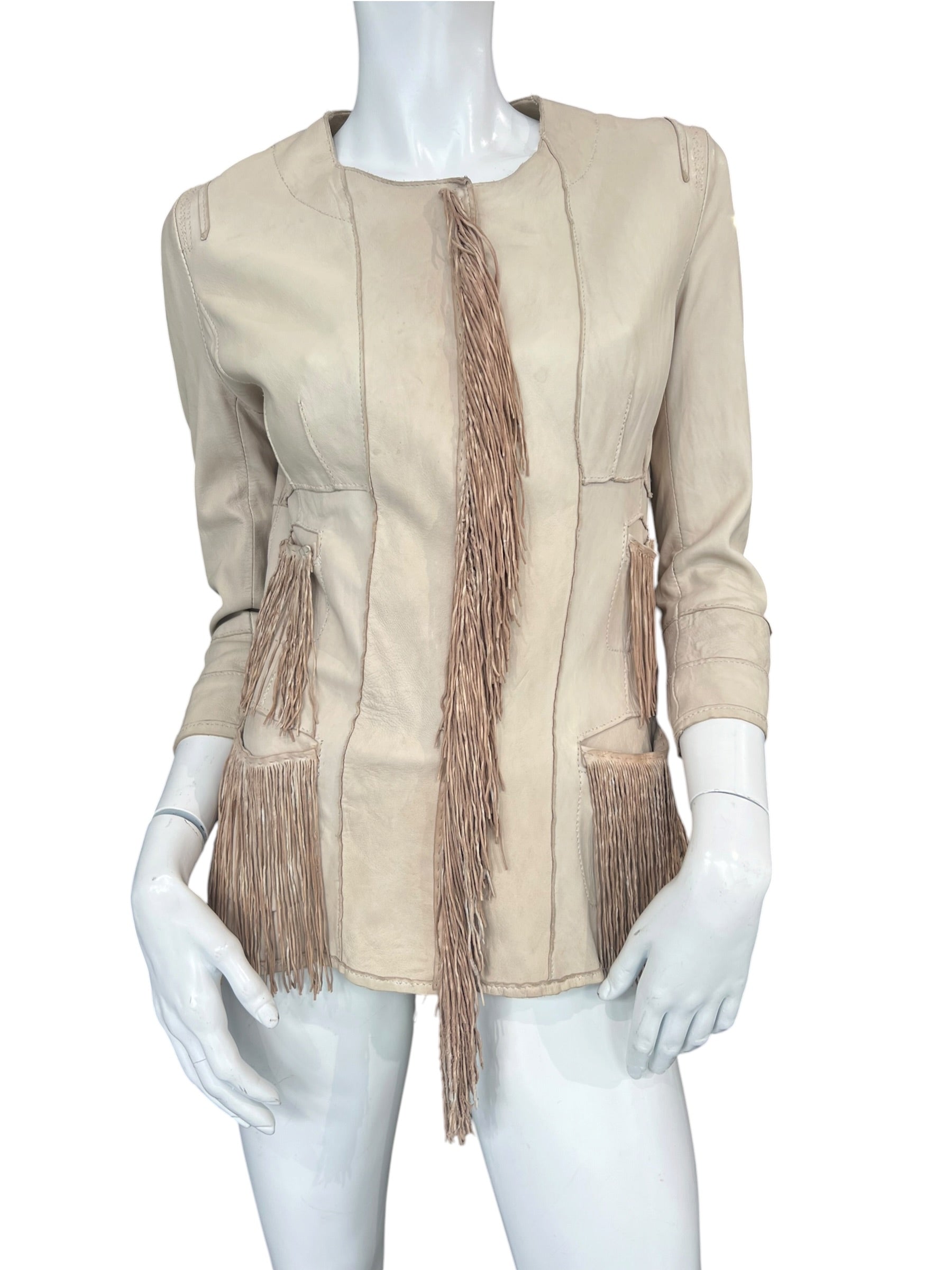 LE CUIR PERDU LEATHER FRINGES JACKET
