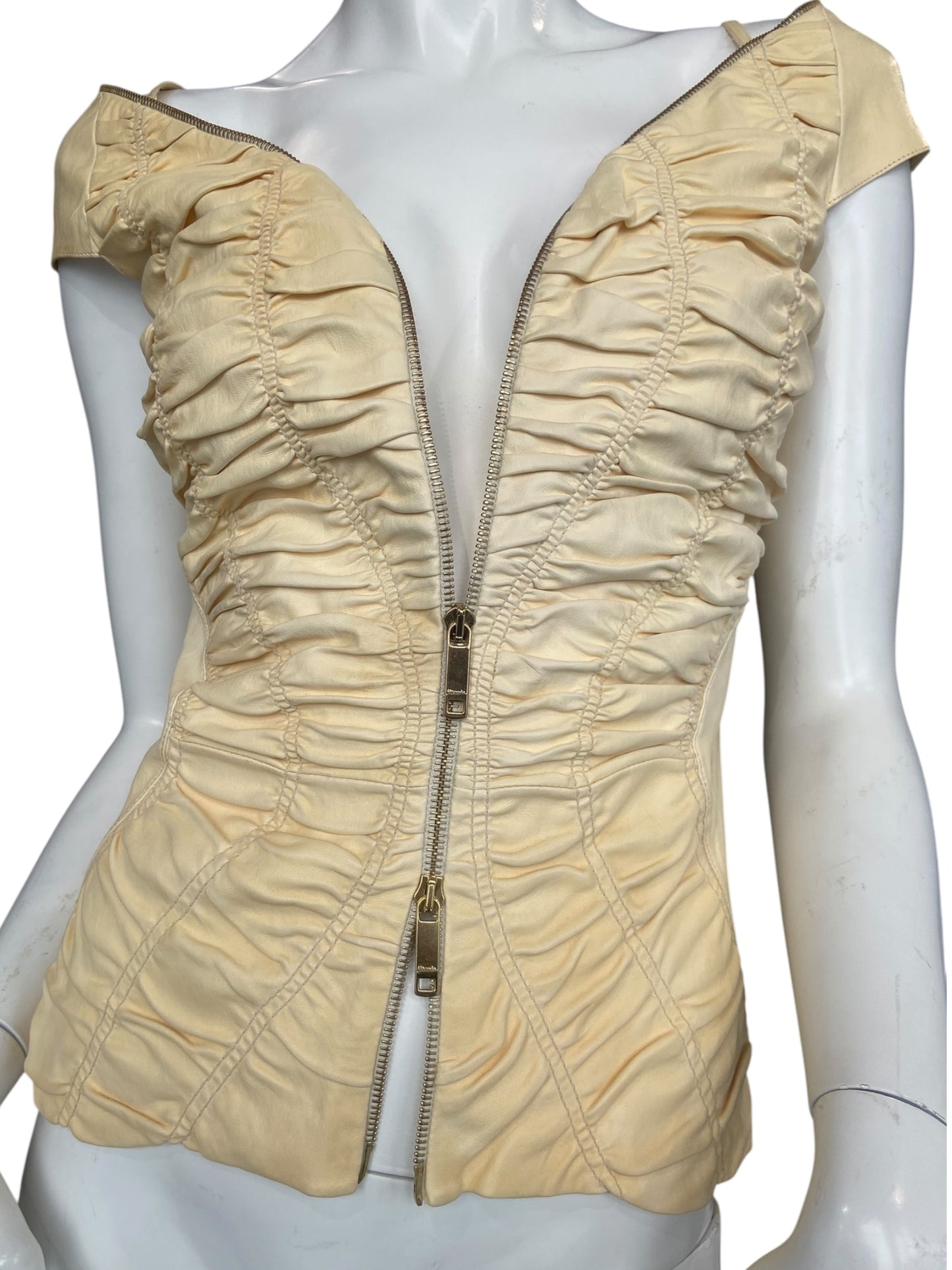JITROIS LEATHER ZIP TOP