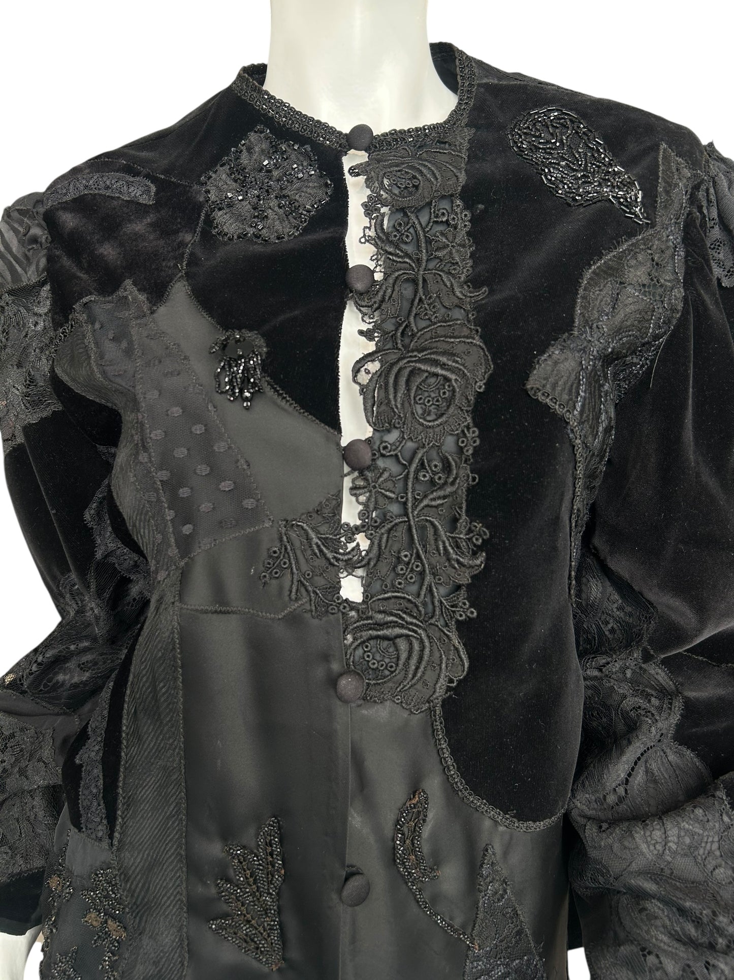 VINTAGE JACQUARD LACE AND VELVET EMBROIDERED JACKET