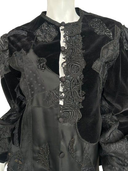 VINTAGE JACQUARD LACE AND VELVET EMBROIDERED JACKET