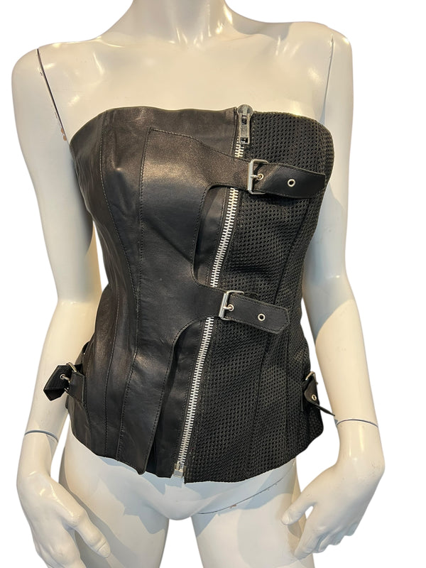JITROIS LEATHER BUSTIER TOP