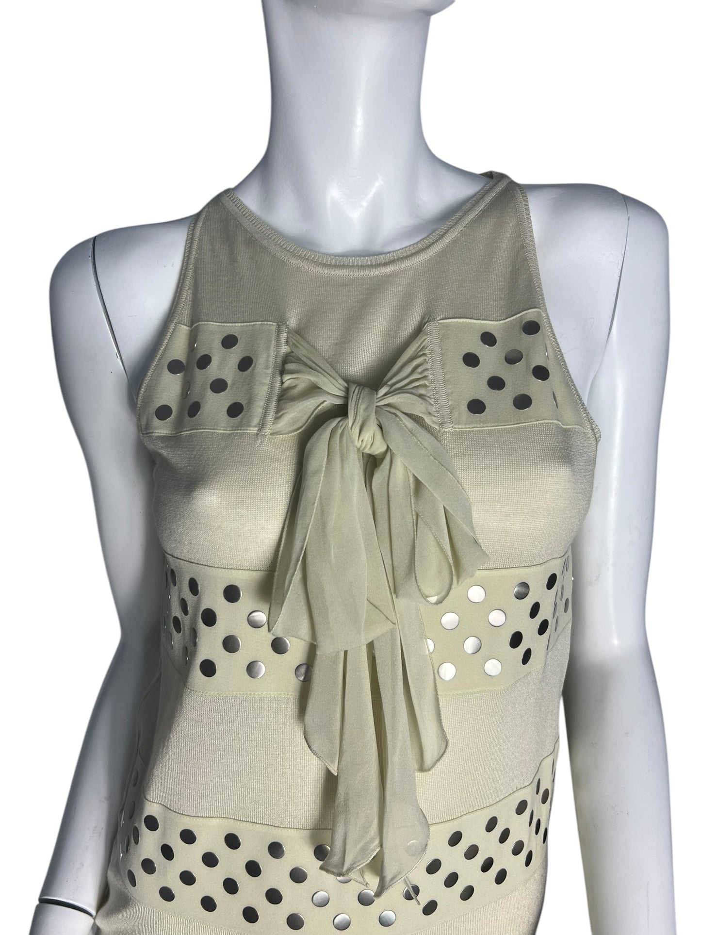 CHRISTIAN DIOR SILK STUDDED TOP
