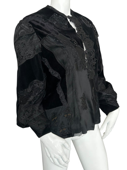 VINTAGE JACQUARD LACE AND VELVET EMBROIDERED JACKET