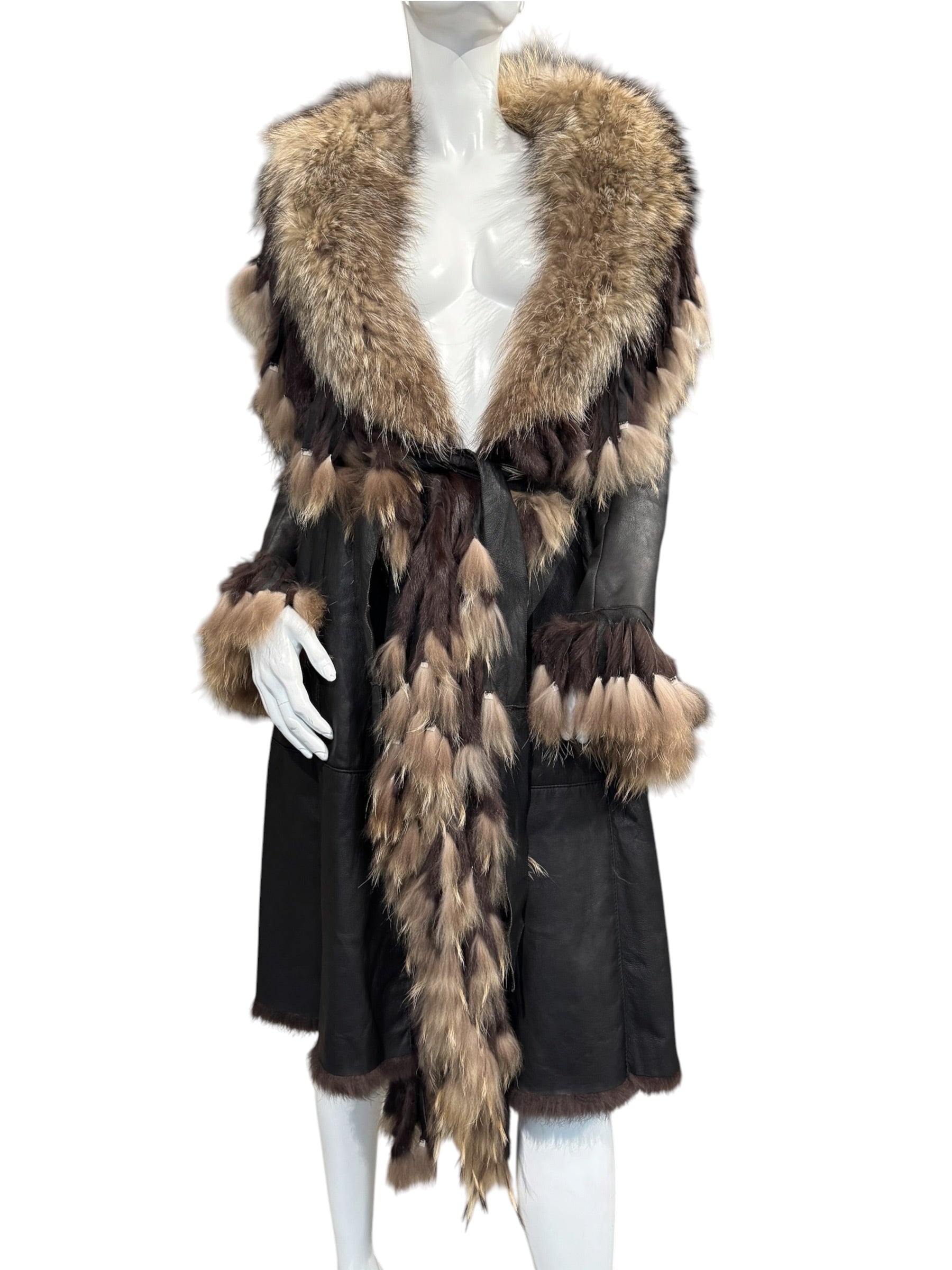 VINTAGE LEATHER FUR COAT