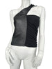 Thumbnail for ASYMETRICAL COLLAR LEATHER TOP