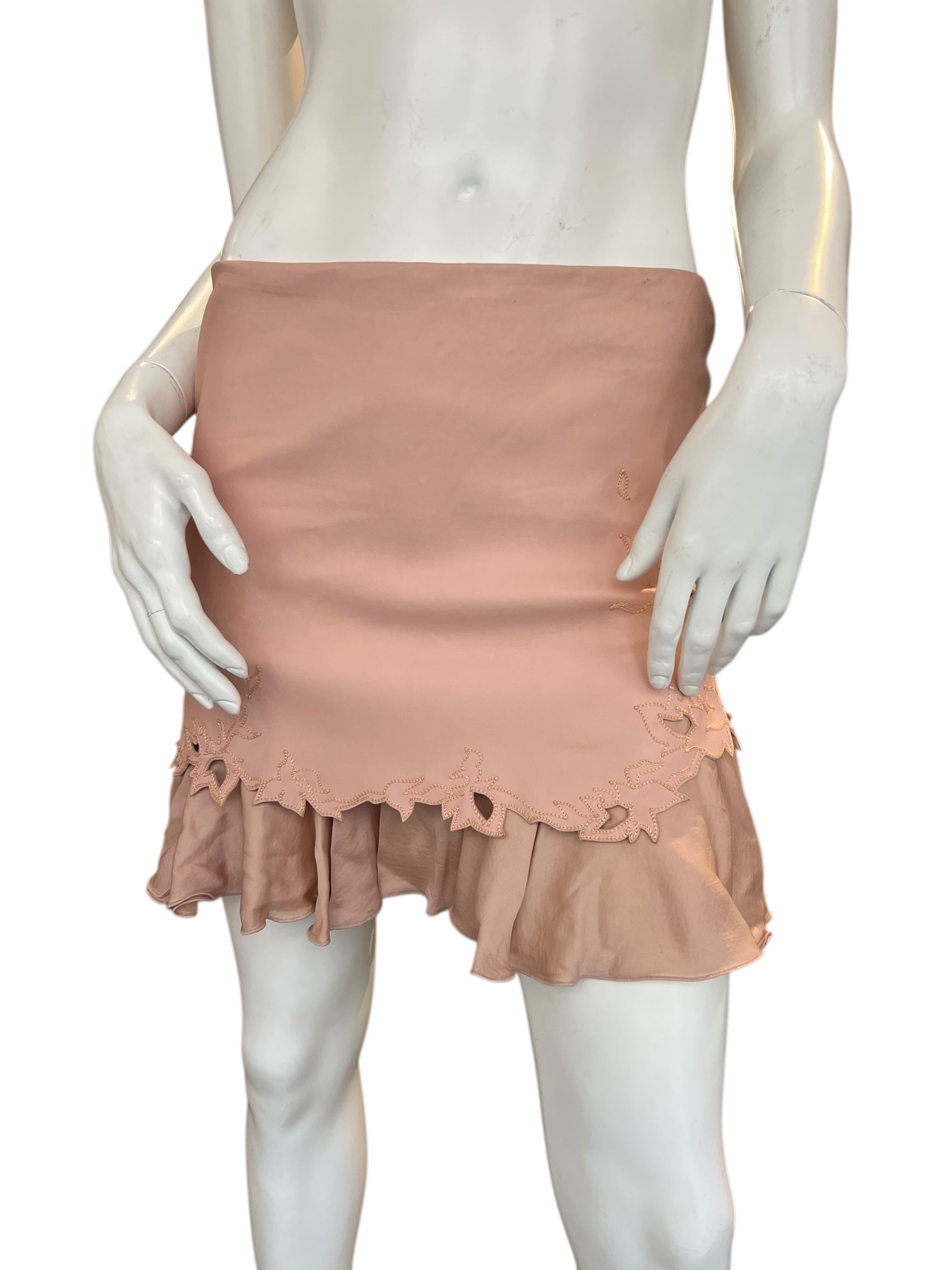 JITROIS LEATHER & SILK SKIRT