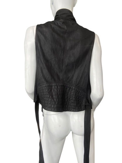 ANN DEMEULEMEESTER SLEEVELESS LEATHER JACKET