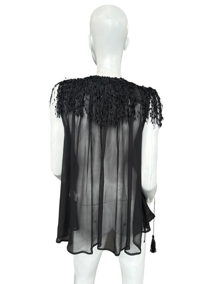 PLEIN SUD BLACK SILK BEADED TOP