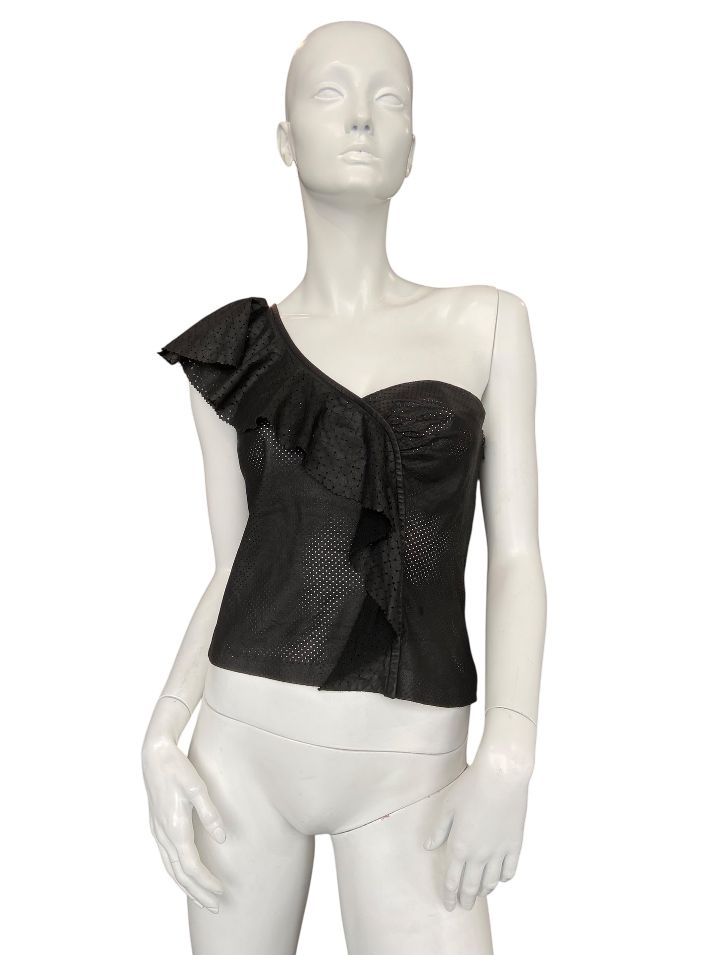 PLEIN SUD LEATHER S/S 2002 ASYMETRICAL TOP