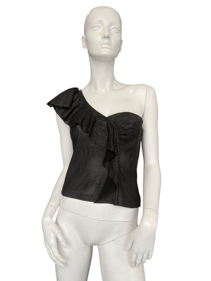 PLEIN SUD LEATHER S/S 2002 ASYMETRICAL TOP