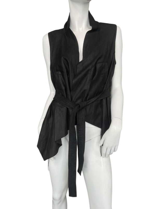 ANN DEMEULEMEESTER SLEEVELESS LEATHER JACKET