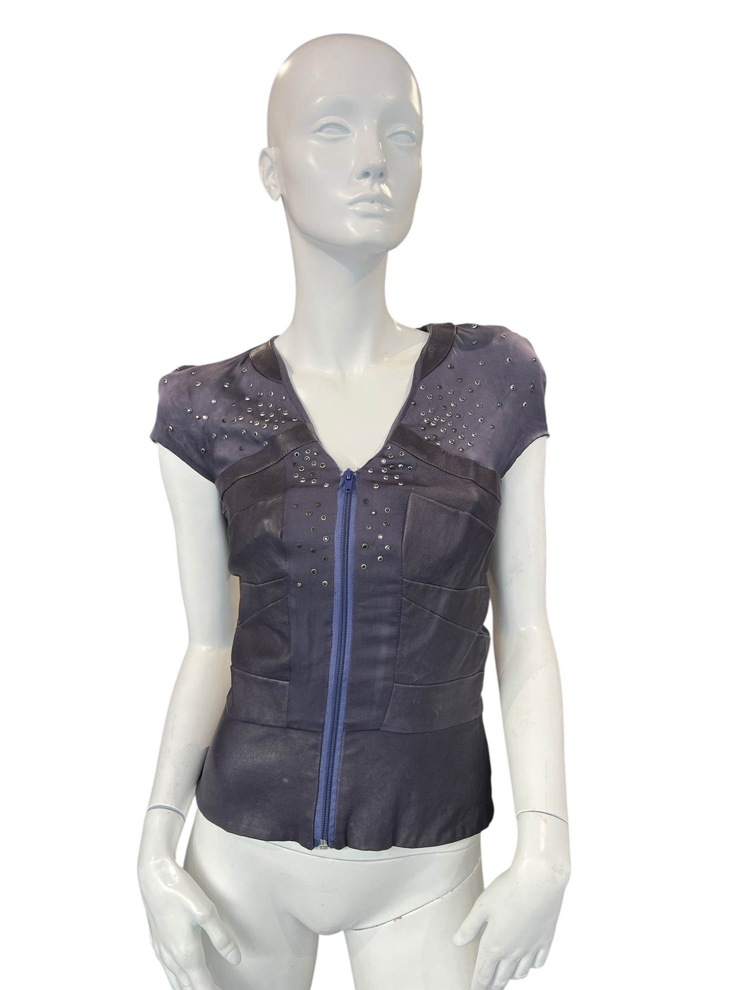 JITROIS LEATHER & SILK TOP
