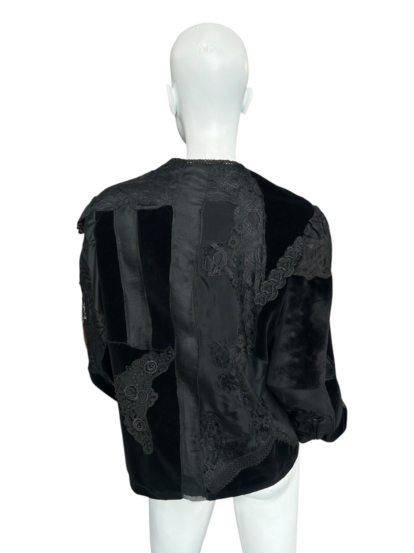 VINTAGE JACQUARD LACE AND VELVET EMBROIDERED JACKET