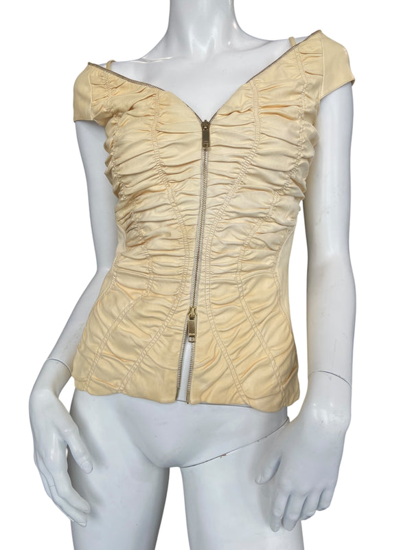 JITROIS LEATHER ZIP TOP